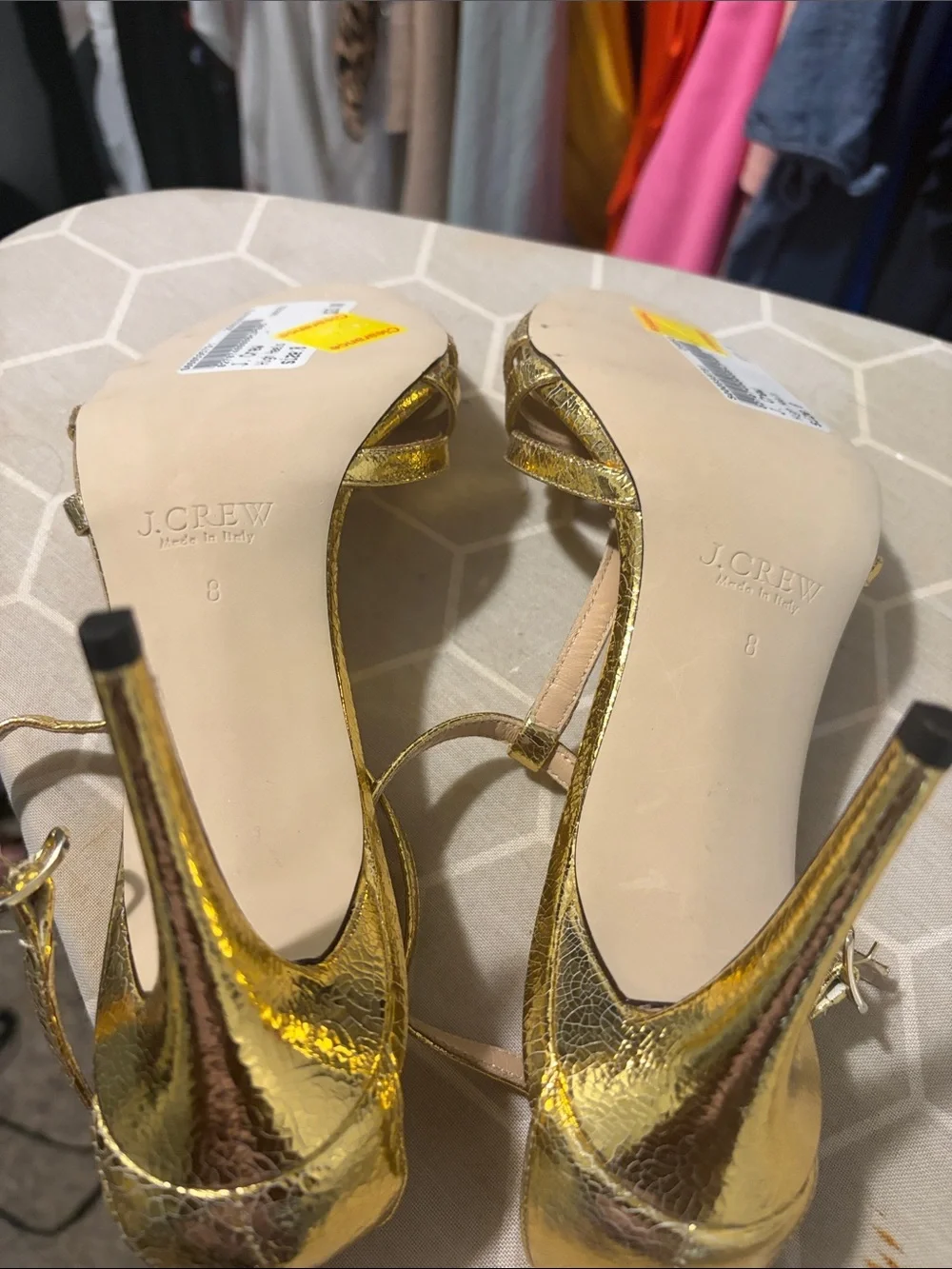 J. Crew Metallic Gold Strappy High Heel Sandals